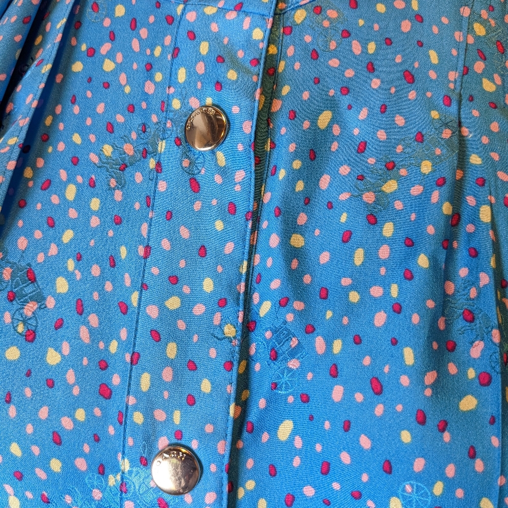 Coach Silk Dot Sleeveless A-Line Midi Dress Blue Women's Size 6 - Picture 5 of 8